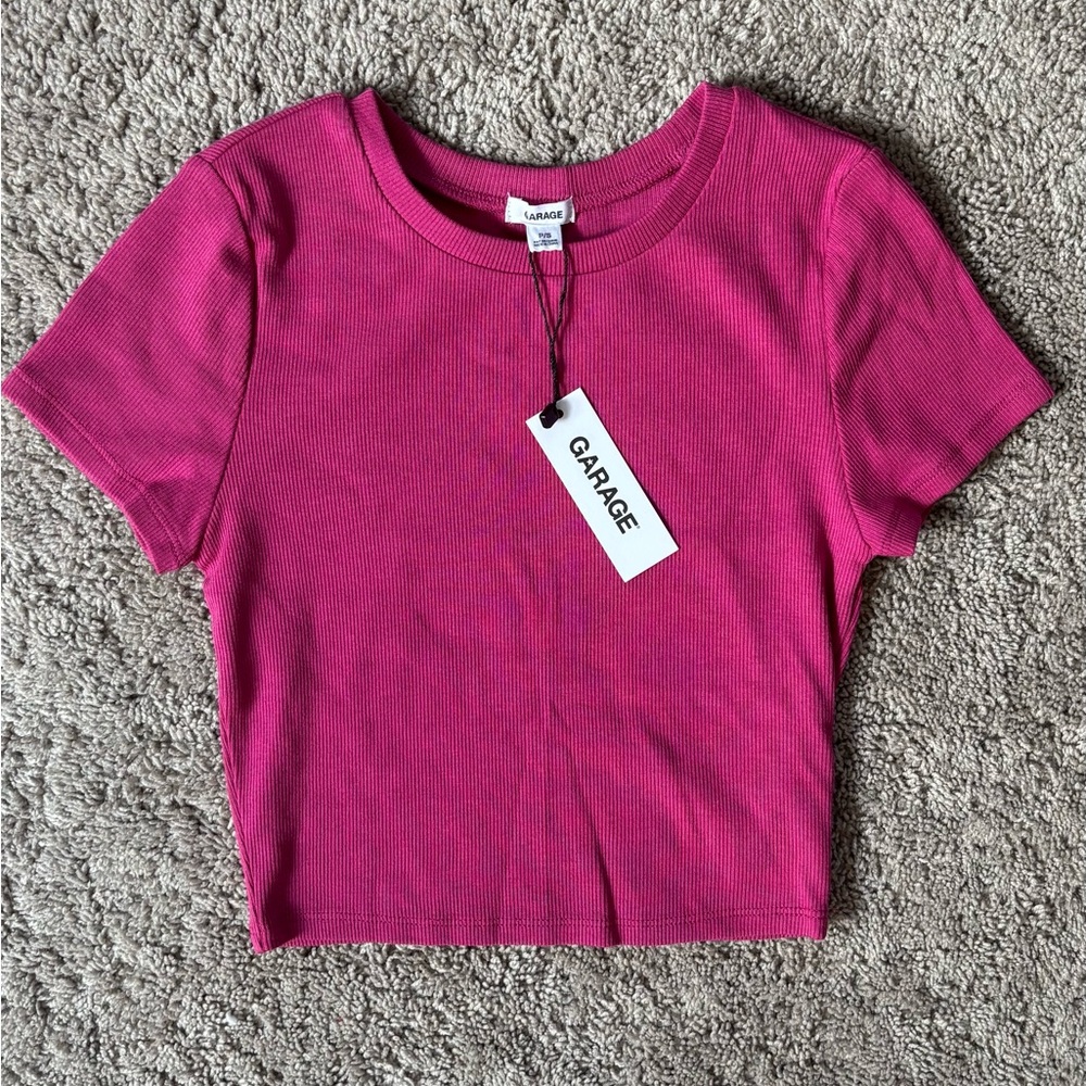 Garage Fuchsia Ribbed Knit Top